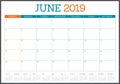 June 2019 desk calendar vector illustration