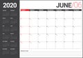 June 2020 desk calendar vector illustration