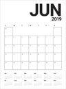 June 2019 desk calendar vector illustration Royalty Free Stock Photo