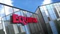 Editorial, Equifax Inc. logo on glass building.