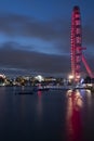 Famous London Landmark, the London Eye, illuminated at night