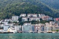 June 17, 2019 Fethiye, Turkey - Cascaded houses on a mountain in a bay