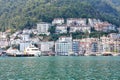 June 17, 2019 Fethiye, Turkey - Cascaded houses on a mountain in a bay