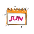 JUNE. A flip calendar sheet with the name of the month of the year