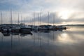 June foggy morning on Saimaa Lake Royalty Free Stock Photo