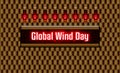 June, Global Wind Day, Neon Text Effect on wooden Background