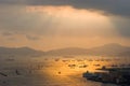 2 June 2207 golden sunset at Victoria Harbour, hong kong