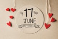 17 June Happy Fathers Day message with small hearts Royalty Free Stock Photo