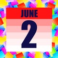 June 2 icon. For planning important day. Banner for holidays and special days.