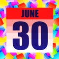 June 30 icon. For planning important day. Banner for holidays and special days. June thirtieth.