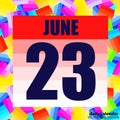 June 23 icon. For planning important day. Banner for holidays and special days. June twenty third.