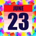 June 23 icon. For planning important day. Banner for holidays and special days. June twenty third.