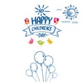 1 june international childrens day cartoon doodle style banner background. happy Children day greeting cad, icon or