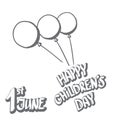 1 june international childrens day icon or label isolated on white background. happy Children day greeting card. kids Royalty Free Stock Photo