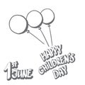 1 june international childrens day icon or label isolated on white background. happy Children day greeting card. kids