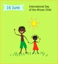 16 June International Day of the African Child. Royalty Free Stock Photo