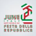 2 June, Italy Republic Day congratulatory design with Italian flag colors. Vector illustration Royalty Free Stock Photo