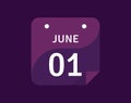 1 June, June 1 icon Single Day Calendar Vector illustration
