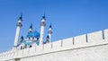 June 2018 Kazan, Republic of Tatarstan, Russia. View of the Kazan Kremlin with Qolsharif Mosque in the center, Nameless Tower Royalty Free Stock Photo