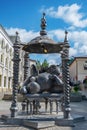 1 June 2023, Kazan, Russia. Kazan cat. City sculpture. A big cat in a gazebo. A symbol of the city of Kazan Royalty Free Stock Photo