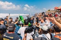 June 3, 2018. Keramas, Bali, Indonesia. Award ceremony of competition WSL Corona Bali Protected. Winner brazilian surfer Italo Fer