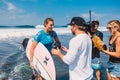 June 3, 2018. Keramas, Bali, Indonesia. Award ceremony of competition WSL Corona Bali Protected. Winner professional surfer Lakey