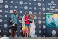 June 3, 2018. Keramas, Bali, Indonesia. Award ceremony of competition WSL Corona Bali Protected. Winner brazilian surfer Italo Fer