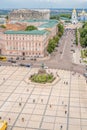 June 2, 2017 Kiev. Ukraine. View of St. Michael`s Golden-Domed Monastery from the Bell Tower of Saint Sophia Cathedral Royalty Free Stock Photo