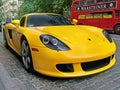 June 12, 2011, Kiev - Ukraine. Yellow Porsche Carrera GT in the center of Kiev