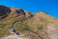 June 14, 2018 - Labuan Bajo, Komodo National Park, Indonesia : Tourists trekking to the top of Padar Island