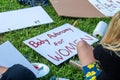 Young pro-abortion activists are preparing their placards for the demonstration march against restrictions imposed in many states.