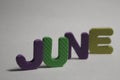 June letters on wite background