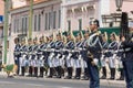 18 June 2023 Lisbon, Portugal: military parade on the street - guard police standing in a row Royalty Free Stock Photo