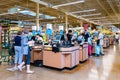 June 21, 2019 Los Altos / CA / USA - Whole Foods store cash register check out lanes, south San Francisco bay area; Amazon Prime Royalty Free Stock Photo