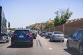 June 8, 2018 Los Angeles / CA / USA - Heavy traffic on one of the highways going to the city Royalty Free Stock Photo
