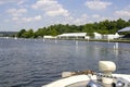 Marquees and tents on the bank of the Thames at Henley-on-Thames in Oxfordshire, in preparation for the Royal Regatta Royalty Free Stock Photo