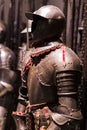 Museum of the Poldis Pezzoli Knights` Hall with samples of medieval weapons and ammunition