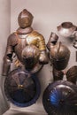 Museum of the Poldis Pezzoli Knights` Hall with samples of medieval weapons and ammunition