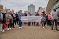 June 7 2020 Minsk Belarusian people walk down the street