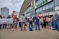 June 7 2020 Minsk Belarusian people walk down the street