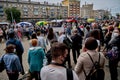 June 7 2020 Minsk Belarusian people walk down the street