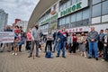 June 7 2020 Minsk Belarusian people walk down the street