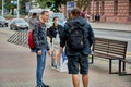 June 14 2020 Minsk Belarusian people walk down the street