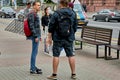 June 14 2020 Minsk Belarusian people walk down the street