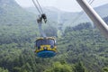 11 June, 2017, Modern high capacity cableway from Malcesine to mount Monte Baldo, Garda Mountains, Alps, Italy, Europe