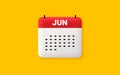 June month icon. Event schedule Jun date. Calendar date 3d icon. Vector