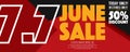 7.7 June Month 50 percent Discount Sale Banner Vector Royalty Free Stock Photo