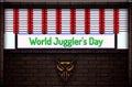 June month special day. World Juggler's Day, Neon Text Effect on Bricks Background Royalty Free Stock Photo