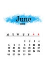 2023 June monthly calendar