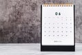 The June 2023 Monthly desk calendar for 2023 year on the table